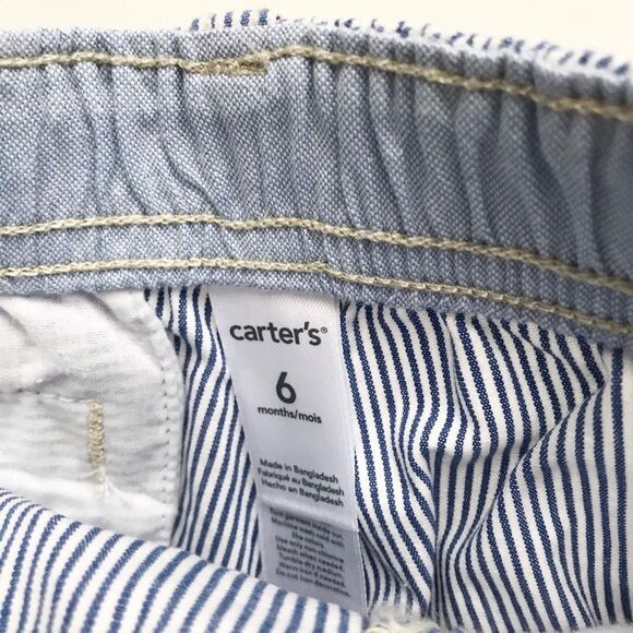 Carter’s blue pinstripe shorts EUC 6 months - Picture 4 of 5